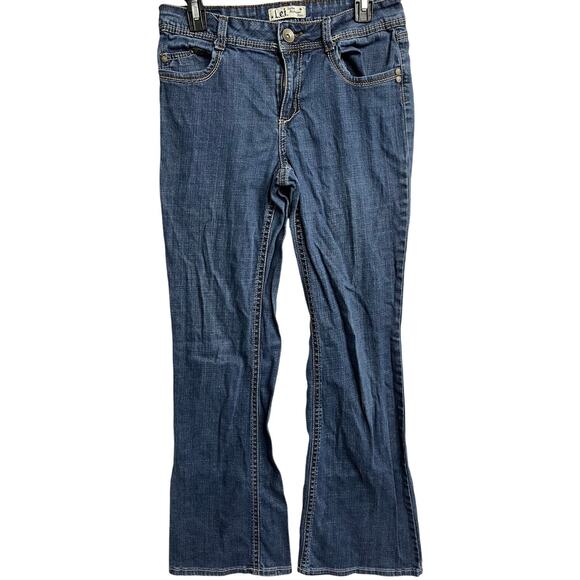 Vintage LEI Hip Hugger Flare Jeans Junior Size 11 Dark Blue Denim Mid Rise Y2K - Picture 1 of 5